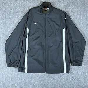 Vintage 90s‎ Nike Team Full Zip Windbreaker Pullover Jacket Black Mens 2XLT